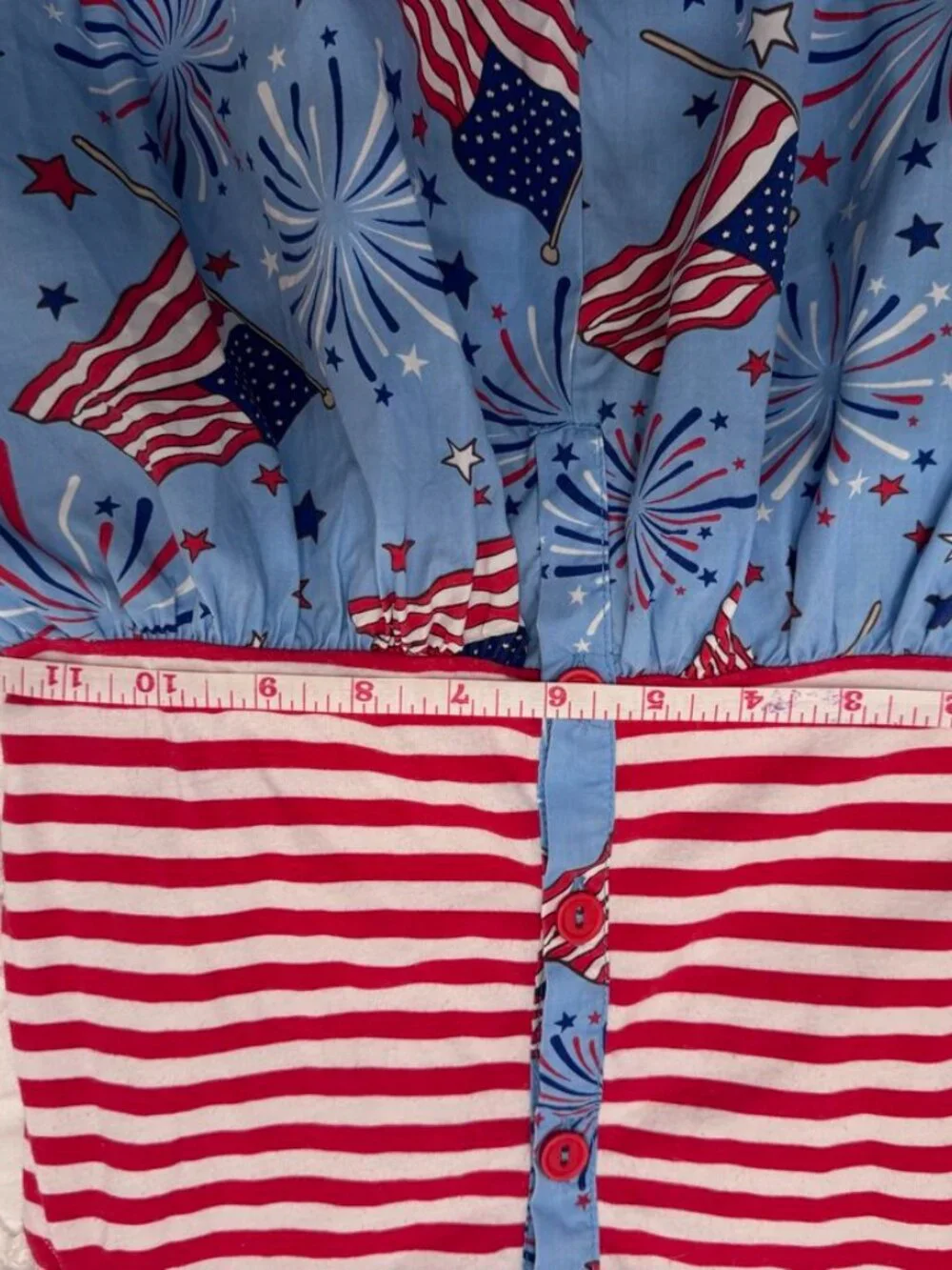 Eleanor Rose Girls 8-10 Patriotic 4th of July Flag Fireworks Romper